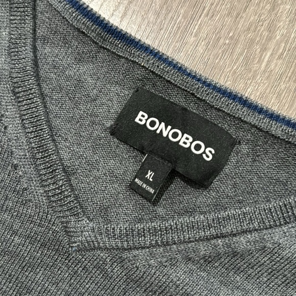 Mens Bonobos Washable Merino V-Neck Sweater charcoal XL - Picture 6 of 7